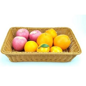 Aoibox Poly Wicker Bread Basket, Long Woven Tabletop Food Serving Basket for Fruits Vegetables, Restaurant Use, Honey Brown - 1 of 3