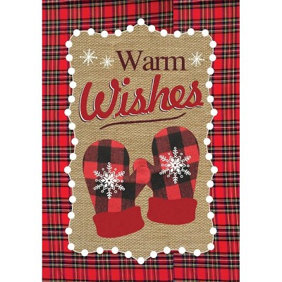 Briarwood Lane Warm Wishes Burlap Winter Garden Flag Mittens Let It Snow 18" x 12.5"