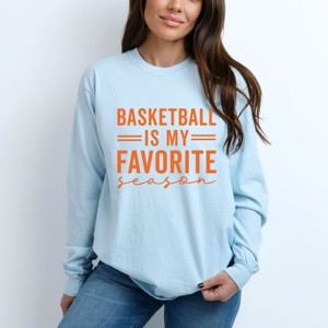 Simply Sage Market Basketball Is My Favorite Season Garment Dyed Long Sleeve - 1 of 4