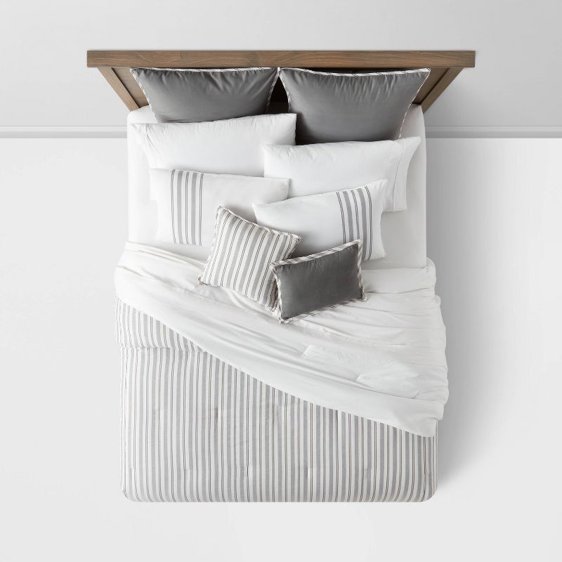 8pc Reversible Classic Stripe Comforter Set Gray/White - Threshold™, 3 of 17