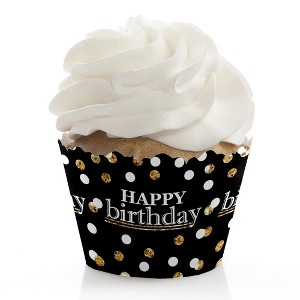 Big Dot of Happiness Adult Happy Birthday - Gold - Birthday Party Decorations - Party Cupcake Wrappers - Set of 12 - 1 of 4