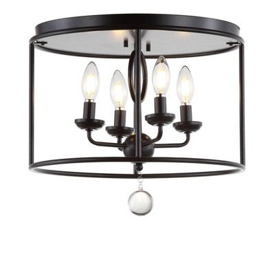 16" Metal Alma Flush Mount (Includes Energy Efficient Light Bulb) Black - JONATHAN Y
