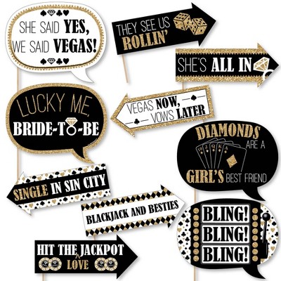 Big Dot of Happiness Funny Vegas Before Vows - Las Vegas Bridal Shower or Bachelorette Party Photo Booth Props Kit - 10 Piece