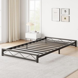 6 Inch TWIN/FULL/QUEEN/KING Metal Platform Bed Frame, Wavy Pattern Steel Frame with Slat Support, No Box Spring Needed, Easy Assembly - 1 of 4