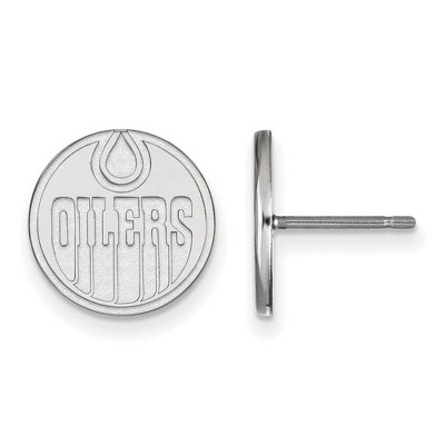 Black Bow Jewelry 14k White Gold Edmonton Oilers NHL Stud Earrings