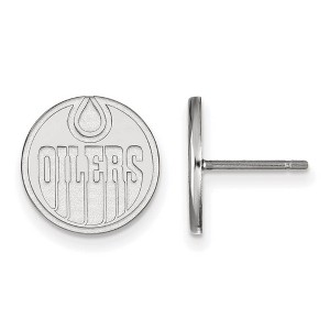 Black Bow Jewelry 14k White Gold Edmonton Oilers NHL Stud Earrings - 1 of 3