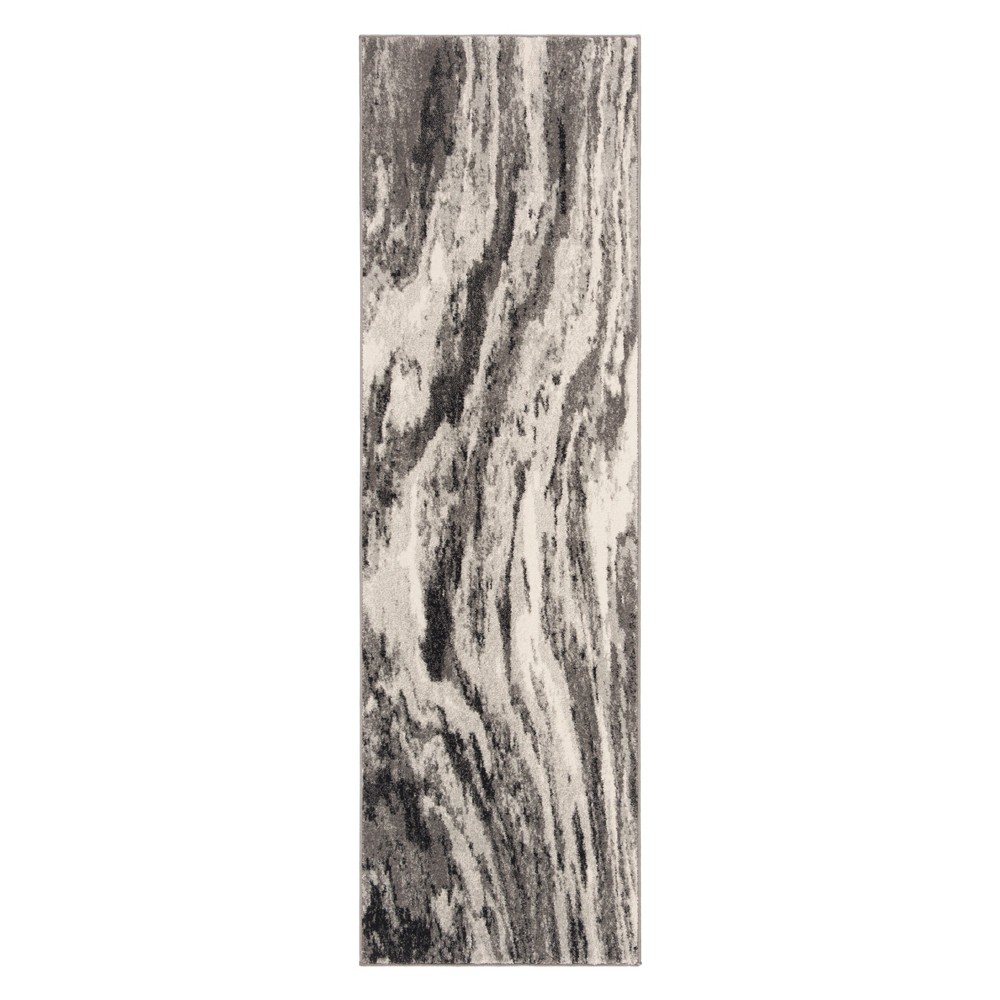 2'2inx7' Runner Marble Loomed Ivory/Gray - Safavieh