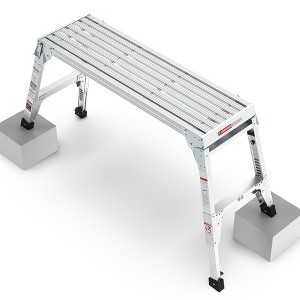 Gulches Aluminum Work Platform - Sturdy Folding Step Stool, Adjustable Height 22"-27.5", 40" Width, Portable Design - 1 of 4