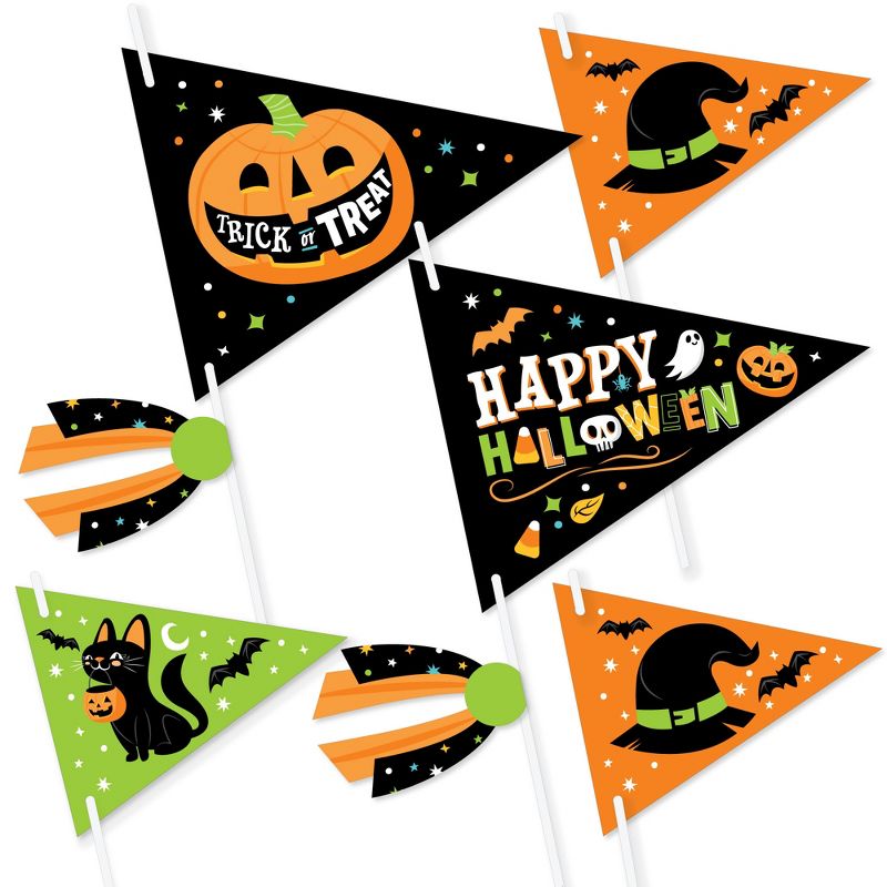 Big Dot of Happiness Jack-O'-Lantern Halloween - Triangle Kids Halloween Party Photo Props - Pennant Flag Centerpieces - Set of 20, 1 of 9