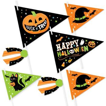 Big Dot of Happiness Jack-O'-Lantern Halloween - Triangle Kids Halloween Party Photo Props - Pennant Flag Centerpieces - Set of 20