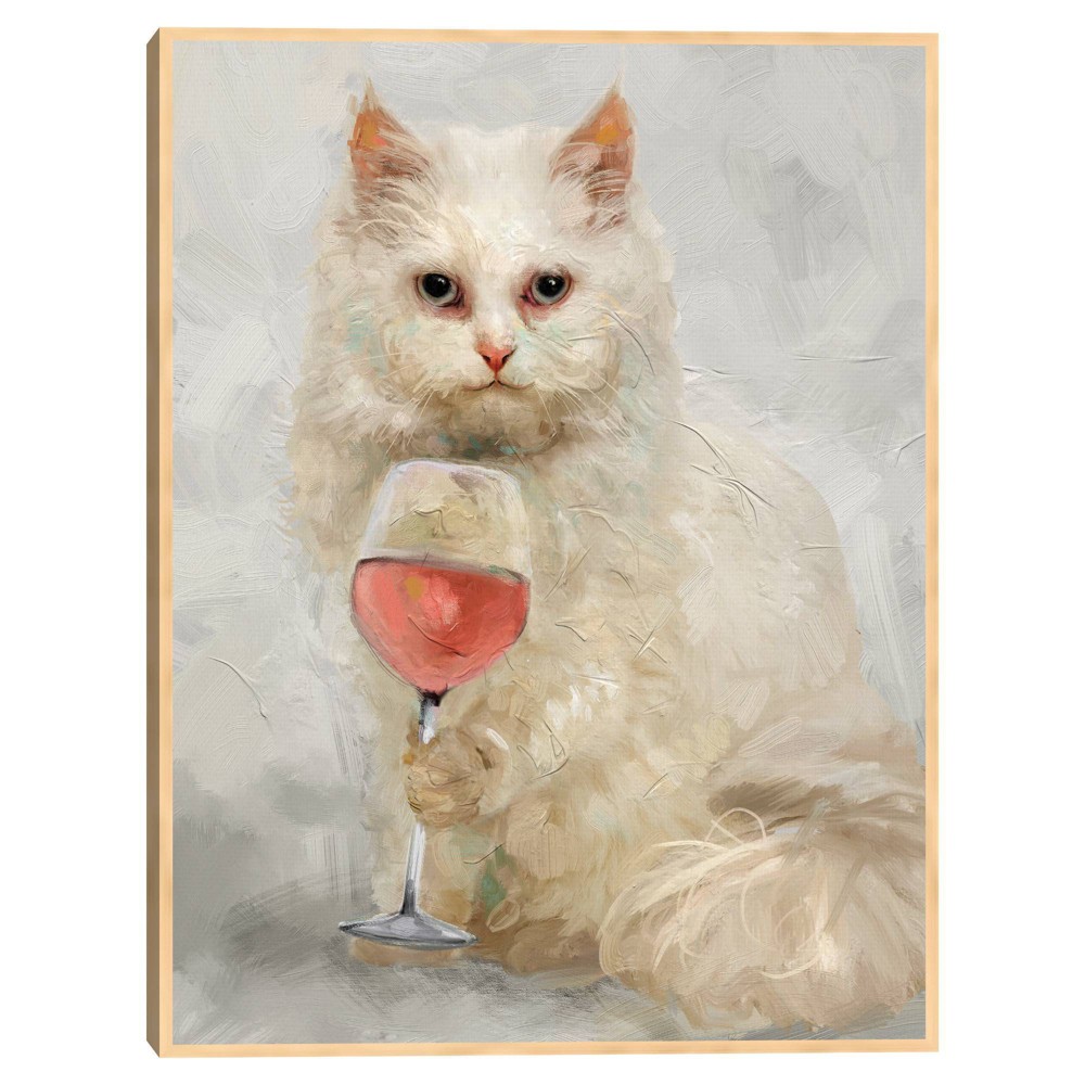 Photos - Wallpaper Happy Hour Feline Unframed Wall Canvas - Masterpiece Art Gallery