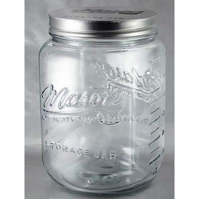 Grant Howard 51092 136 Ounce Classic Wide Mouthed Embossed Glass Mason Storage Jar Storage Container with Airtight Screw On Closing Lid