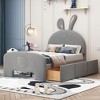 Whisen Velvet Platform Bed with Rabbit-Shaped Headboard, Drawers and Storage Pocket - 2 of 4