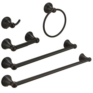 BWE 5-Piece Bath Hardware Set with 2-Towel Bars/Racks, Towel/Robe Hook, Toilet Paper Holder - 1 of 4