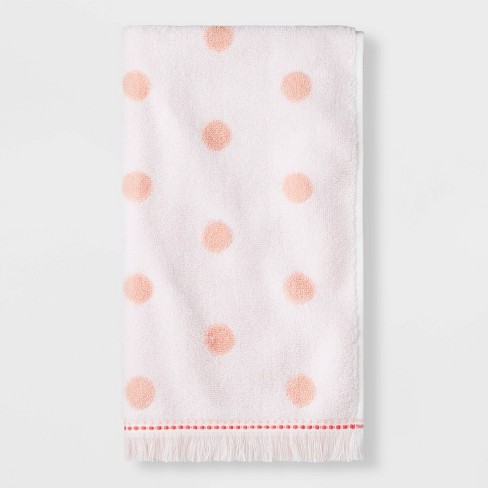 Pink and white online bath towels