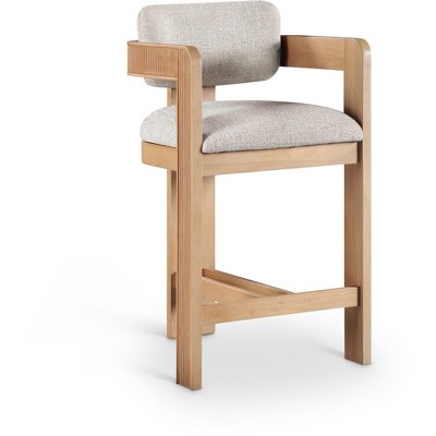 Meridian Furniture,Sacha Beige Linen Textured Fabric Upholstered Counter Stool