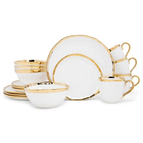 White and gold outlet plates set