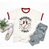 Simply Sage Market Women's Baseball Vibes Smiley Face Short Sleeve Ringer Tee - 2 of 3