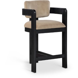 Meridian Furniture,Sacha Beige Velvet Stool - 1 of 4