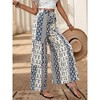 Women's High Waist Lace-Up Wide Leg Pants With Ethnic Style Casual Trousers - 3 of 4