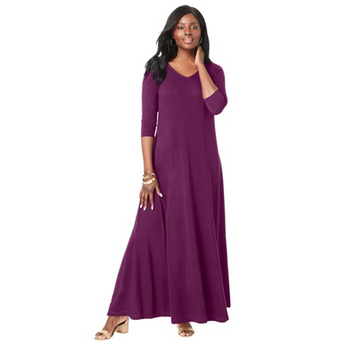 Jessica London Women's Plus Size Double-V Maxi Dress - 14 W, Purple