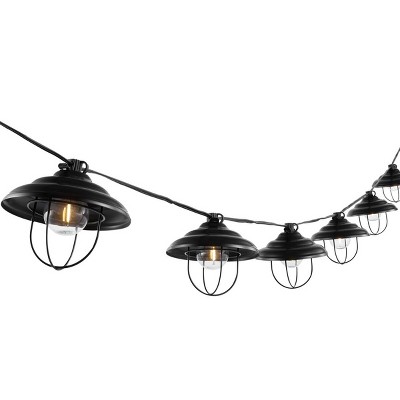 Aislin 10-Light Black Metal Outdoor LED Globe String Lights