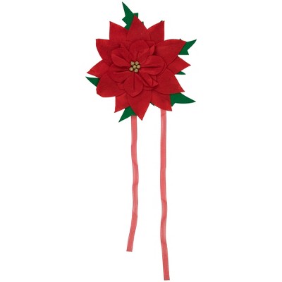 Red and Green Fabric Poinsettia Christmas Tree Topper