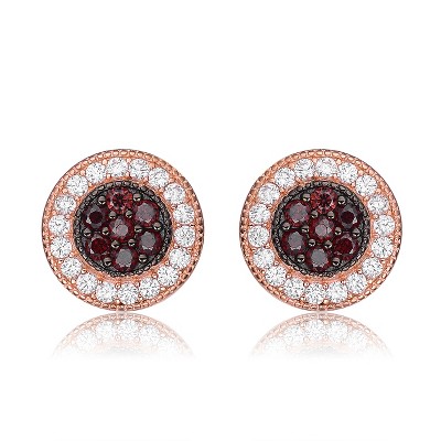Guili Sterling Silver Rose Gold Plated Stud Earrings with Coffee Cubic Zirconia, a Bold and Sophisticated Choice for a Modern Fashion Touch