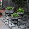 Royal Hampton 3 Piece Round Metal Galvanized Tub with Iron Stand Planter Set, 21, 18, and 16 Inch - 3 of 4