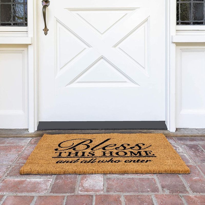 Juvale Blessed Welcome Home Front Door Mat, Natural Coir Rug for Entrance, 1'4"x2'4", 2 of 9