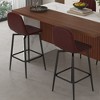 JUJABU Set of 2 Dark Brown Modern Swivel Bar Stools with PU Leather Upholstered Seats, Backrest and Metal Legs – Ideal for Kitchen Islands, Bars - 3 of 4