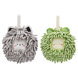 REGALWOVEN Cute Soft Absorbent Quick Drying Chenille Hanging Hand Towel 2 Pcs - 1 of 4