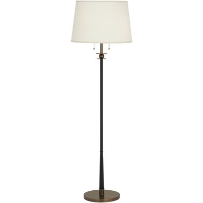 Kathy Ireland City Heights Modern 59" Tall Standing Floor Lamp Skinny Pole Pull Chain Black Gold Metal Antique Brass Finish Living Room Bedroom House