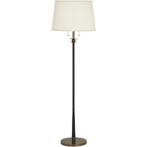 Kathy Ireland City Heights Modern 59" Tall Standing Floor Lamp Skinny Pole Pull Chain Black Gold Metal Antique Brass Finish Living Room Bedroom House - 1 of 4