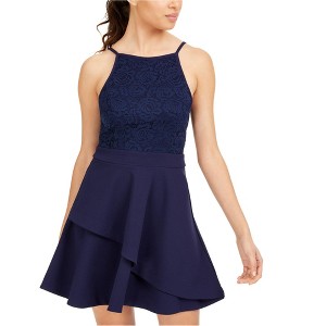 Speechless Womens Lace Top Fit & Flare Dress, Blue, 3 - 1 of 1