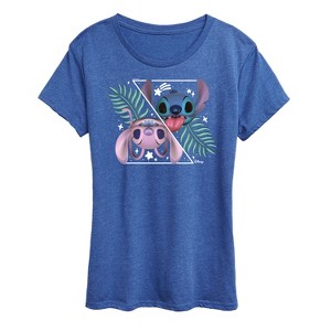 Women's - Lilo and Stitch - Stitch And Angel Split Short Sleeve Graphic T-Shirt - 1 of 4