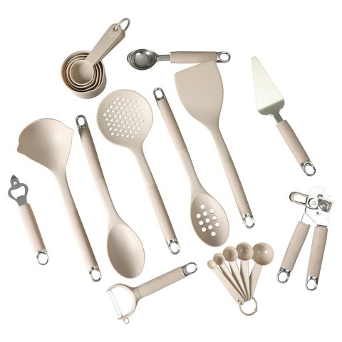 Gibson Home Nylon Kitchen Gadget & Tool Set 20 Piece in Beige