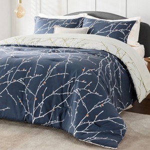 7 Pcs Comforter Sets Floral & Tree Branch Pattern Printed Bedding sets - 1 of 4