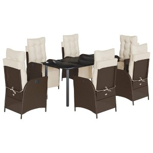 vidaXL Garden Dining Set Brown, Black, Cream - 1 of 4