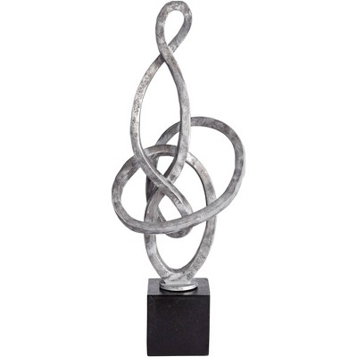 Studio 55D Twisted Matte Gray and Black 24" High Circle Sculpture