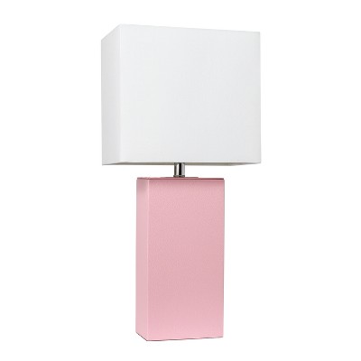 21" Monaco Avenue Modern Leather Table Lamp Pink - Elegant Designs