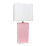 21" Monaco Avenue Modern Leather Table Lamp Pink - Elegant Designs