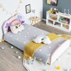 Costway Kids Upholstered Platform Bed Children Twin Size Wooden