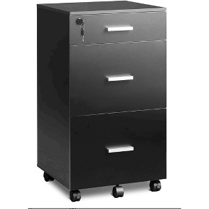 File Cabinet 3-Drawer Rolling Wood Cabinet for Home Office with Lock, Fits Letter/A4 Size - 1 of 4