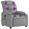 vidaXL Massage Recliner Chair Light Gray Fabric - 2 of 4