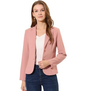 Allegra K Women's Elegant Work Office Lapel Collar Button Down Regular Fit Suit Blazer - 1 of 4