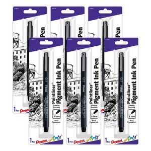 Pentel Arts Pointliner Pen, 0.1mm, Black Pigment Ink, Pack of 6 - 1 of 3