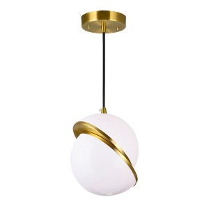 CWI Lighting Gemini 1 Light Mini Pendant With Brass Finish - 1 of 4