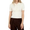 Women's Collared Short Sleeve Button Ribbed Knit Polo Top - 2 of 4