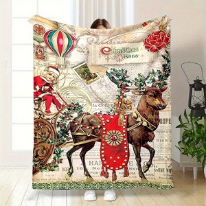 Lomsoe Cozy Christmas Throw Blanket Soft, Plush & Warm with Vintage Floral Design Perfect for Bed, Sofa,Outdoor Use. - 1 of 4